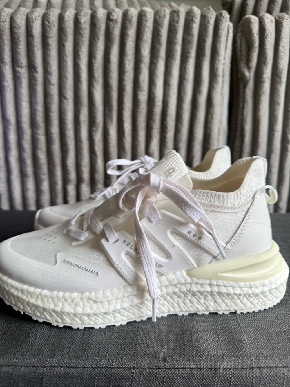 White Knit Lace-Up Women's Athletic Sneakers
